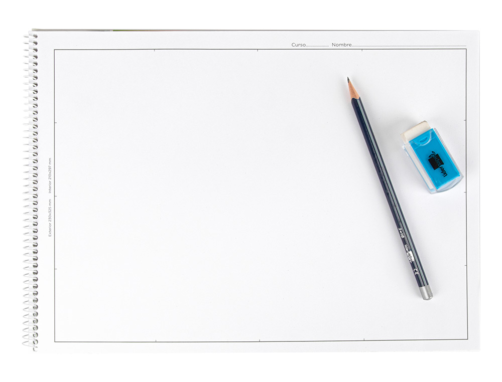 BLOC LIDERPAPEL PAPIER DESSIN ARTISTIQUE SPIRALE AVEC ENCADREMENT 180G/M2 FORMAT A3 460X325MM 20F