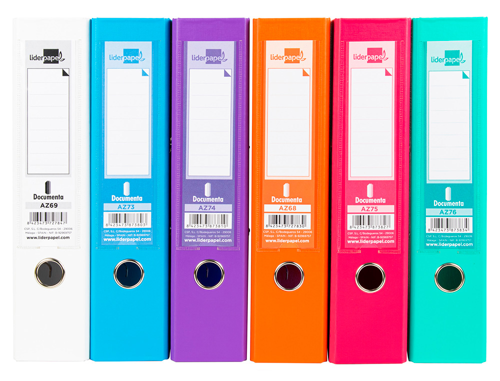 CLASSEUR LEVIER LIDERPAPEL A4 DOCUMENTA CARTON REMBORDÉ 1,9MM DOS 75MM RADO MÉTALLIQUE COLORIS ASSORTIS TRENDING