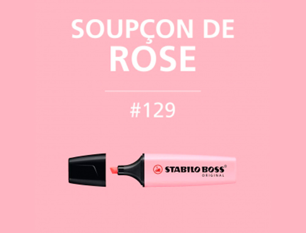 SURLIGNEUR STABILO BOSS PASTEL TRACÉ 2/5MM POINTE BISEAUTÉE ENCRE UNIVERSELLE BASE EAU RÉSISTANTE LUMIÈRE SOUPÇON ROSE