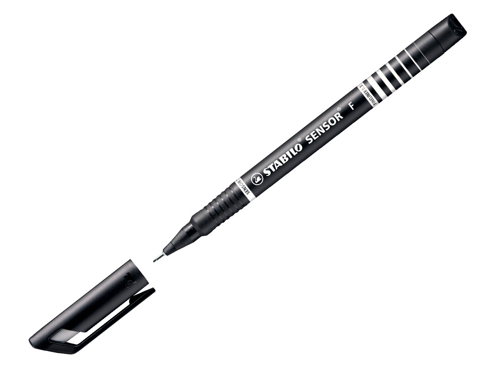 STYLO-FEUTRE STABILO SENSOR POINTE FINE GAINÉE MÉTAL AMORTISSEUR 1200M ÉCRITURE TRACÉ 0.3MM COLORIS NOIR