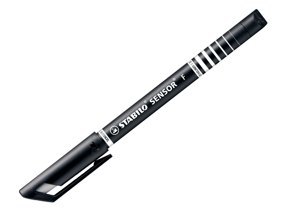 STYLO-FEUTRE STABILO SENSOR POINTE FINE GAINÉE MÉTAL AMORTISSEUR 1200M ÉCRITURE TRACÉ 0.3MM COLORIS NOIR