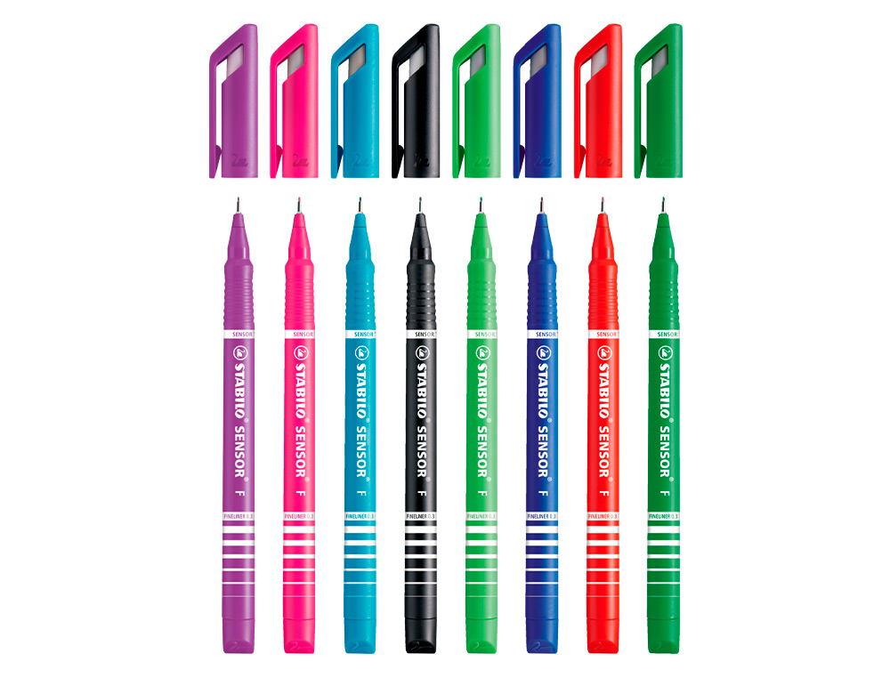 STYLO-FEUTRE STABILO SENSOR POINTE FINE GAINÉE MÉTAL AMORTISSEUR 1200M ÉCRITURE TRACÉ 0.3MM COLORIS NOIR