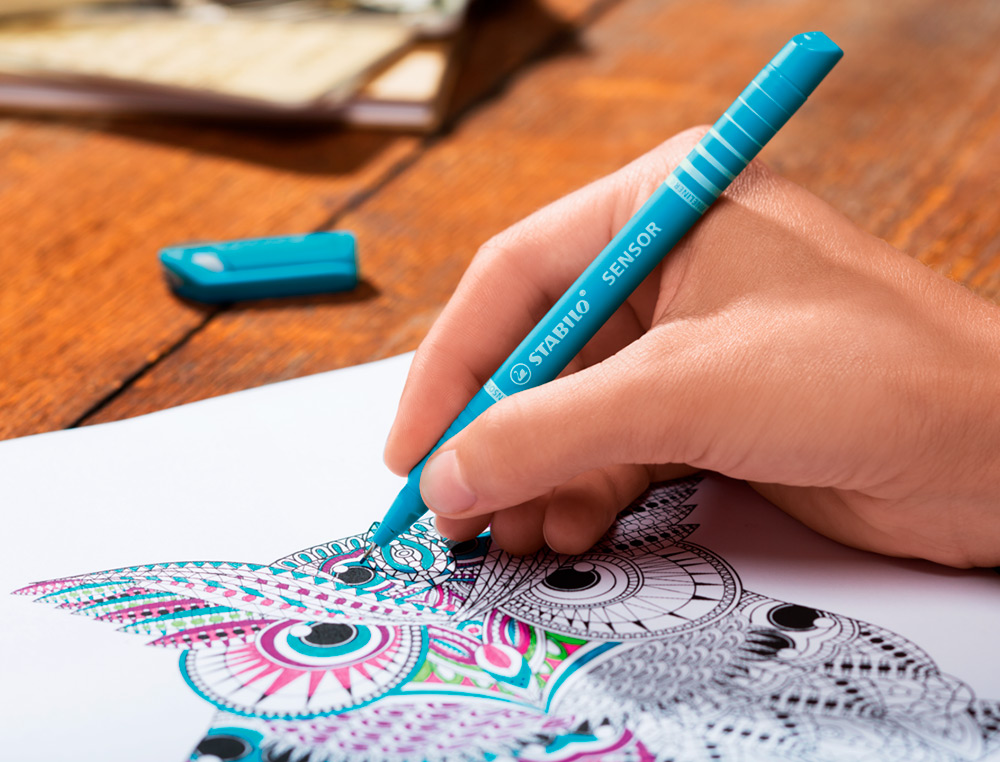 STYLO-FEUTRE STABILO SENSOR POINTE FINE GAINÉE MÉTAL AMORTISSEUR 1200M ÉCRITURE TRACÉ 0.3MM COLORIS NOIR
