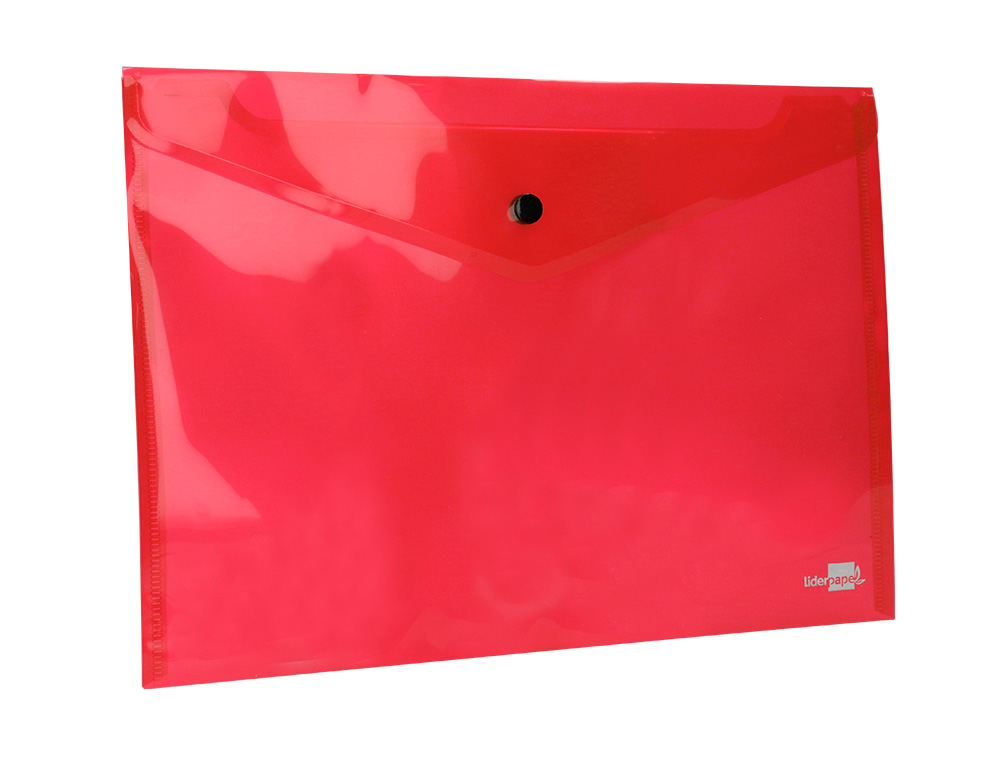 POCHETTE ENVELOPPE LIDERPAPEL POLYPROPYLÈNE 180 MICRONS A4 297X210MM 50F FERMETURE BOUTON COLORIS ASSORTIS PACK 5 UNITÉS