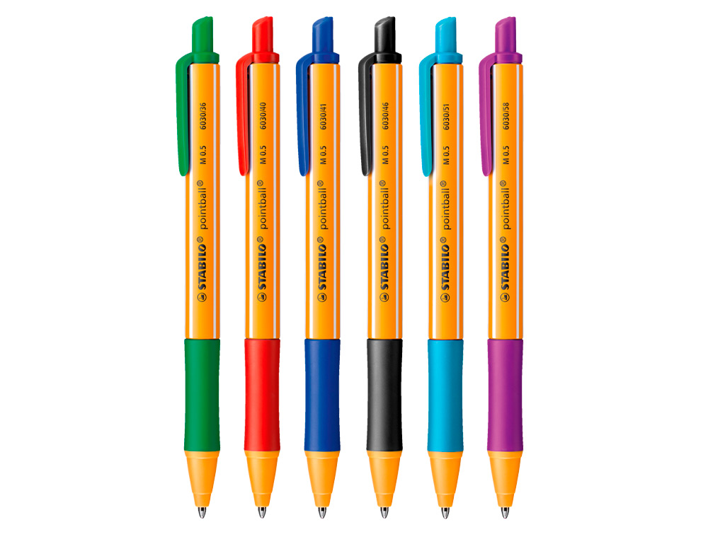 STYLO-BILLE STABILO POINTBALL RETRACTABLE RECHARGEABLE PLASTIQUE RECYCLE 3500M D'ECRITURE GRIP ANTIDERAPANT VERT