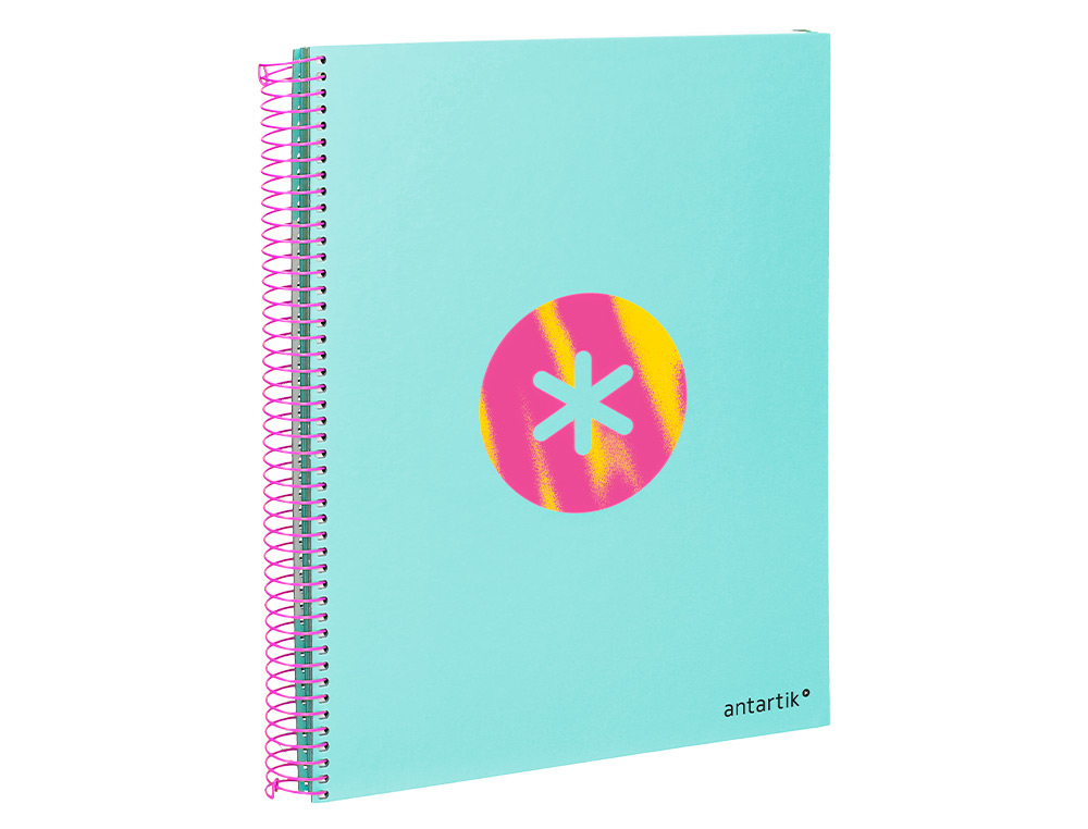 CAHIER SPIRALE ANTARTIK A4 120F 100G REMBORDE 5X5MM MICRO-PERF 5 BANDES 4 TROUS TRENDING 2020 TURQUOISE