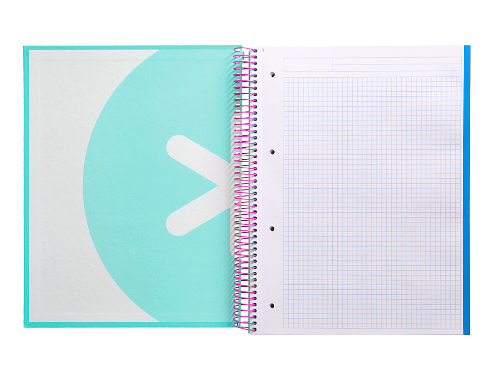 CAHIER SPIRALE ANTARTIK A4 120F 100G REMBORDE 5X5MM MICRO-PERF 5 BANDES 4 TROUS TRENDING 2020 TURQUOISE