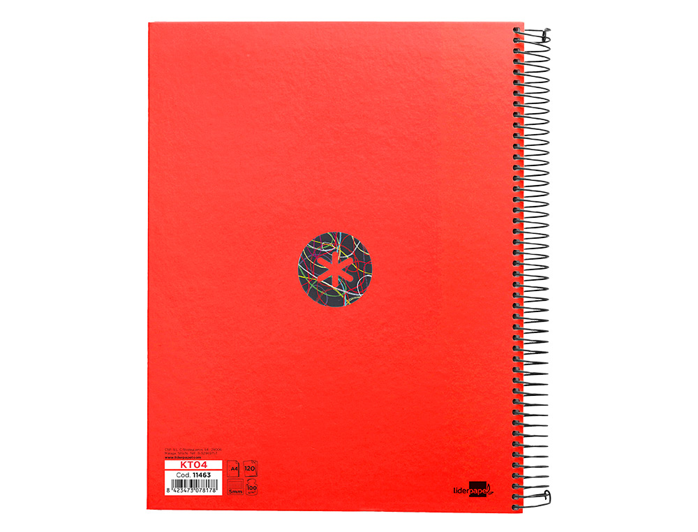 CAHIER SPIRALE ANTARTIK A4 120F 100G REMBORDE 5X5MM      MICRO-PERF 5 BANDES 4 TROUS   TRENDING 2020 ROUGE