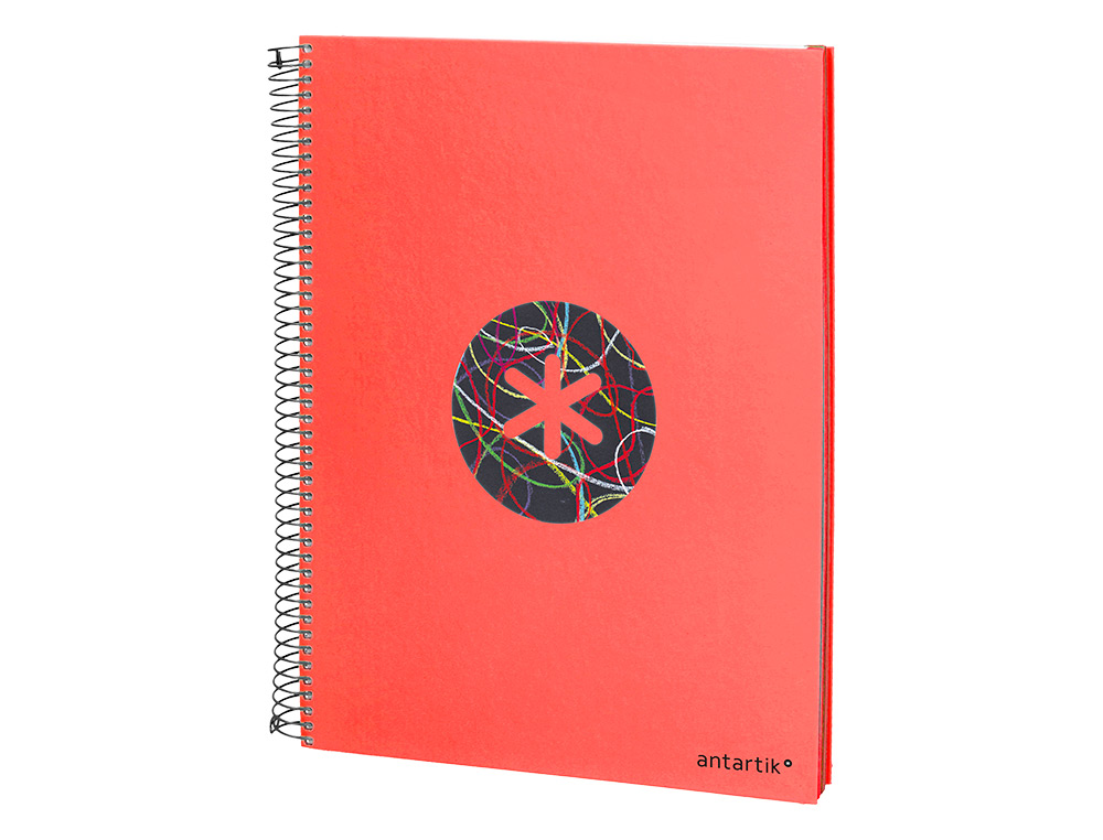 CAHIER SPIRALE ANTARTIK A4 120F 100G REMBORDE 5X5MM      MICRO-PERF 5 BANDES 4 TROUS   TRENDING 2020 ROUGE