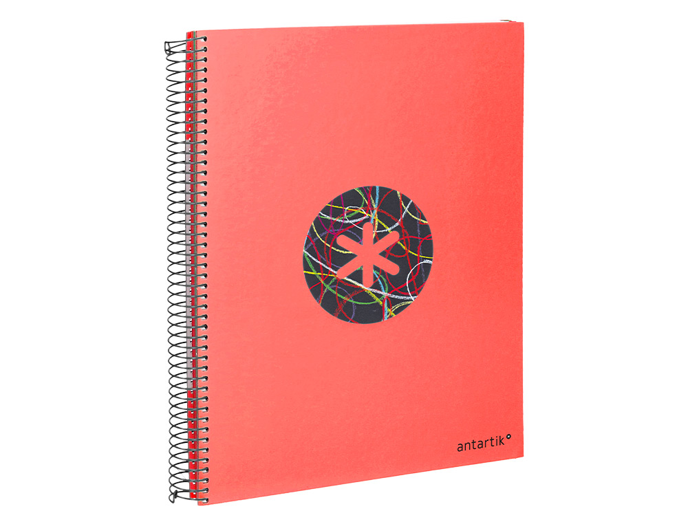 CAHIER SPIRALE ANTARTIK A4 120F 100G REMBORDE 5X5MM      MICRO-PERF 5 BANDES 4 TROUS   TRENDING 2020 ROUGE
