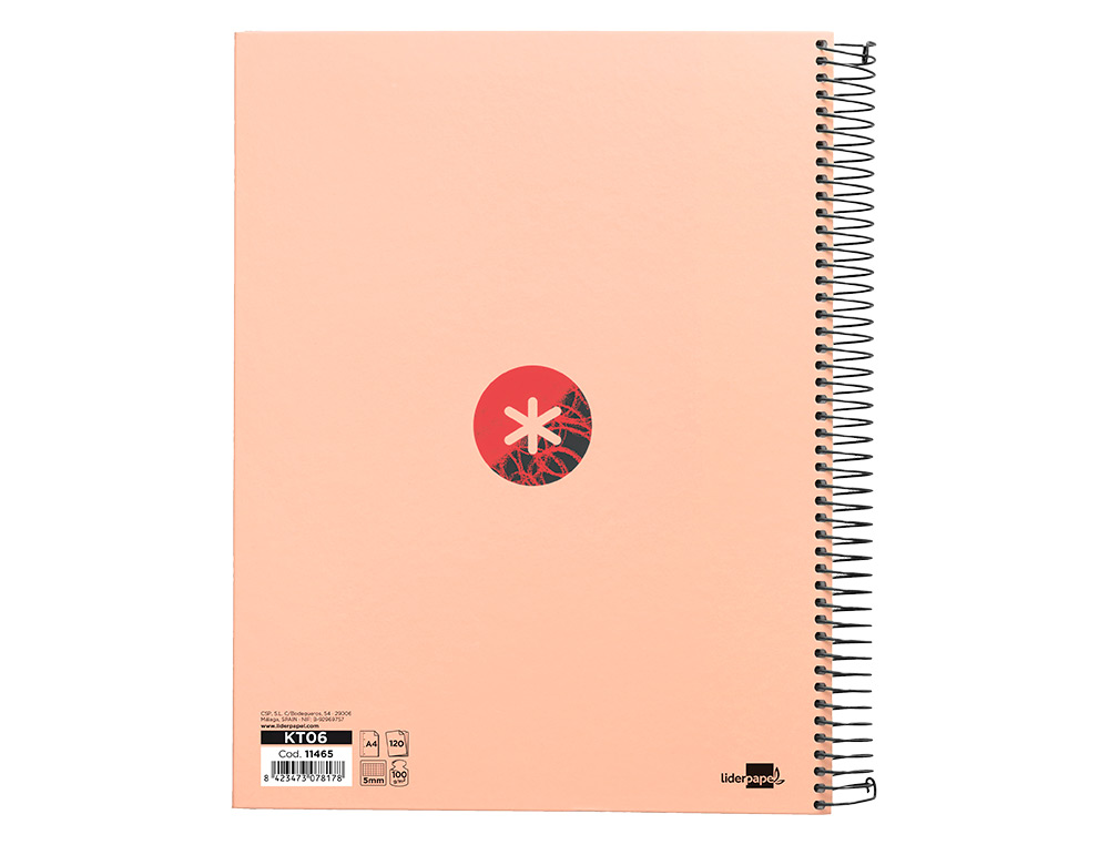 CAHIER SPIRALE ANTARTIK A4 120F 100G REMBORDE 5X5MM      MICRO-PERF 5 BANDES 4 TROUS   TRENDING 2020 CORAIL