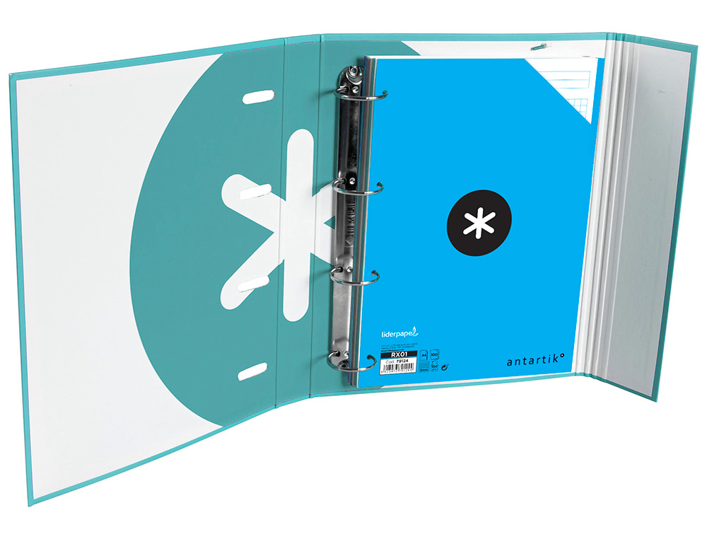 CLASSEUR ANTARTIK TRENDING TOPIC 2020 4 ANNEAUX RONDS    40MM FEUILLET MOBILE A4 5X5MM COLORIS TURQUOISE