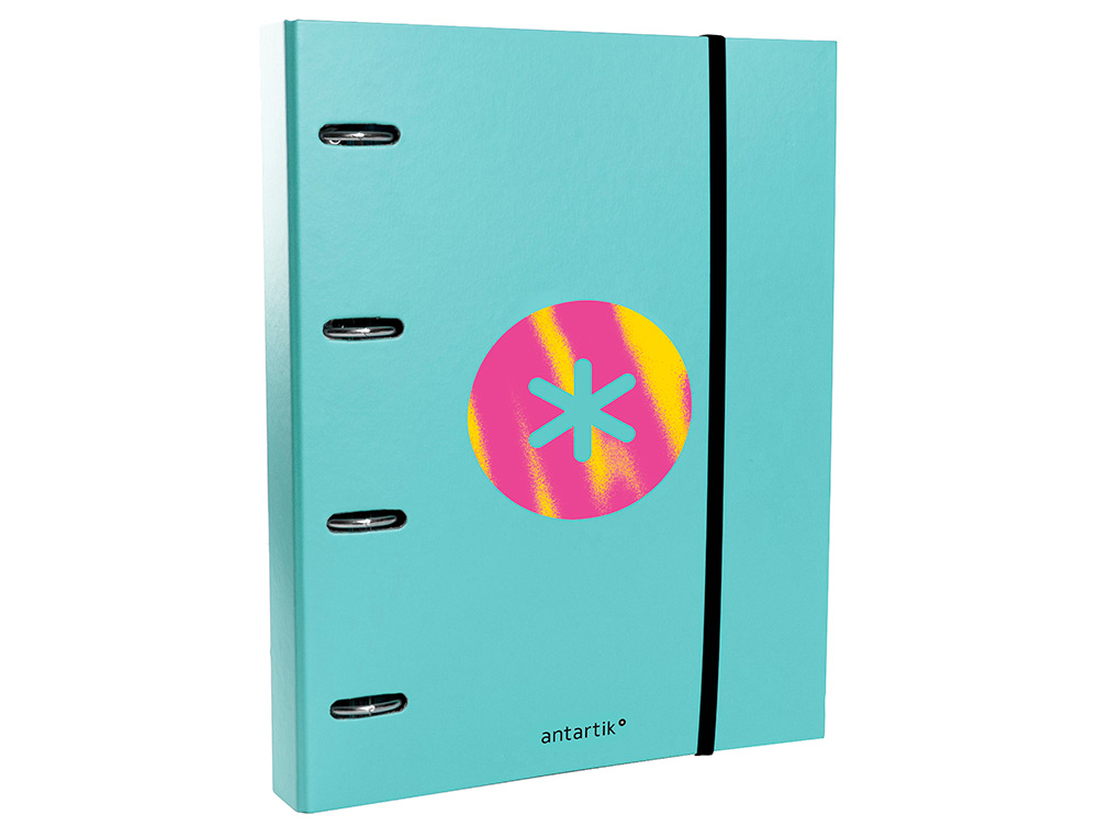 CLASSEUR ANTARTIK TRENDING TOPIC 2020 4 ANNEAUX RONDS    40MM FEUILLET MOBILE A4 5X5MM COLORIS TURQUOISE