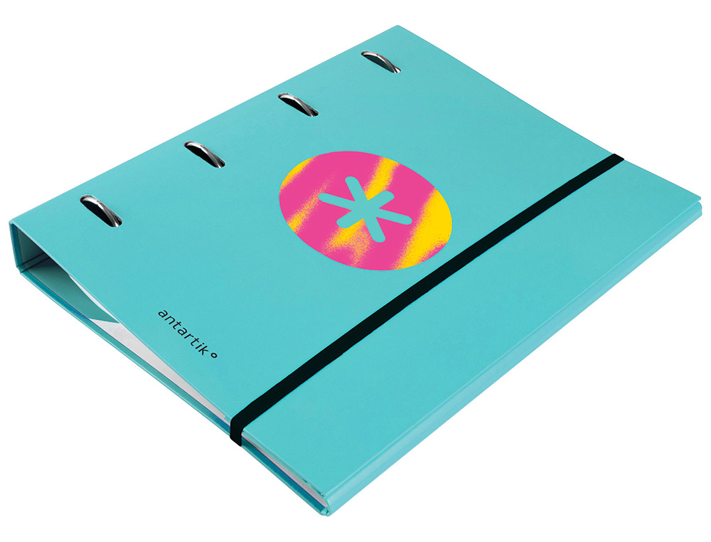 CLASSEUR ANTARTIK TRENDING TOPIC 2020 4 ANNEAUX RONDS    40MM FEUILLET MOBILE A4 5X5MM COLORIS TURQUOISE