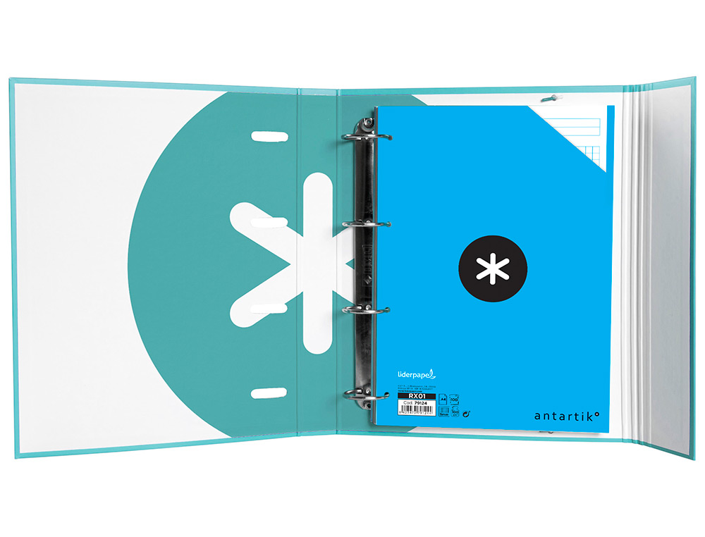 CLASSEUR ANTARTIK TRENDING TOPIC 2020 4 ANNEAUX RONDS    40MM FEUILLET MOBILE A4 5X5MM COLORIS TURQUOISE