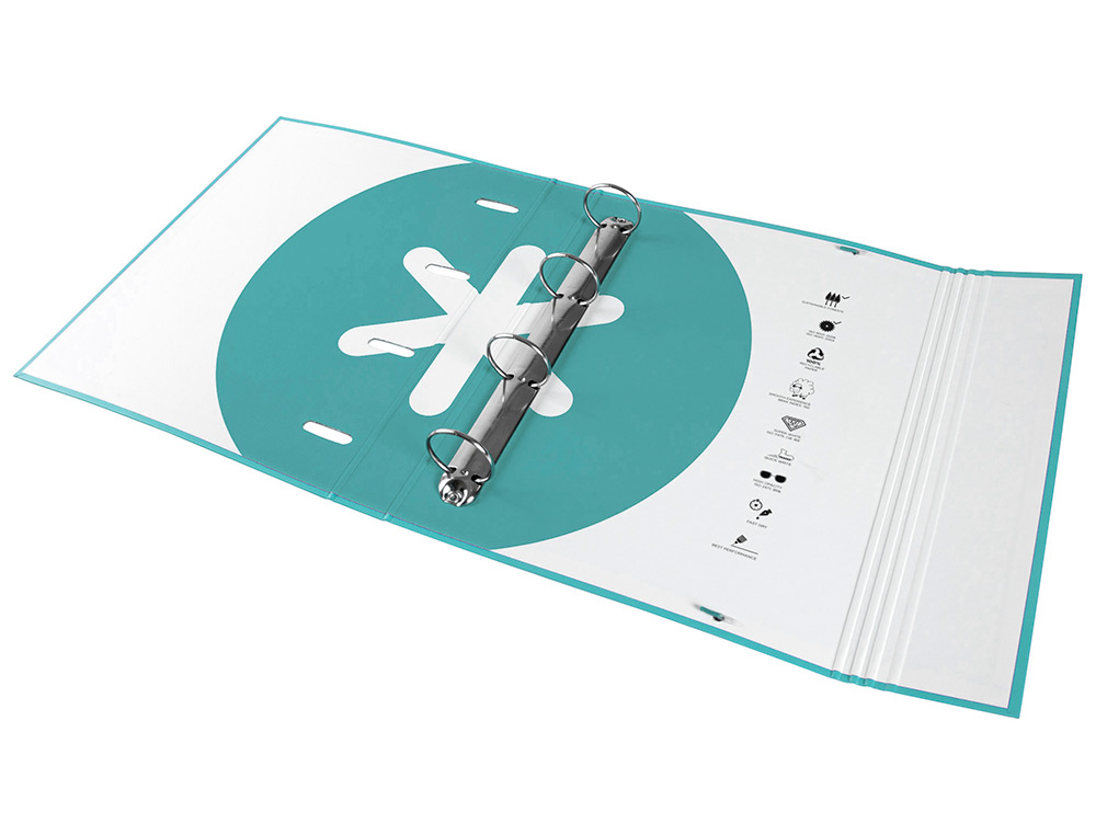 CLASSEUR ANTARTIK TRENDING TOPIC 2020 4 ANNEAUX RONDS    40MM FEUILLET MOBILE A4 5X5MM COLORIS TURQUOISE
