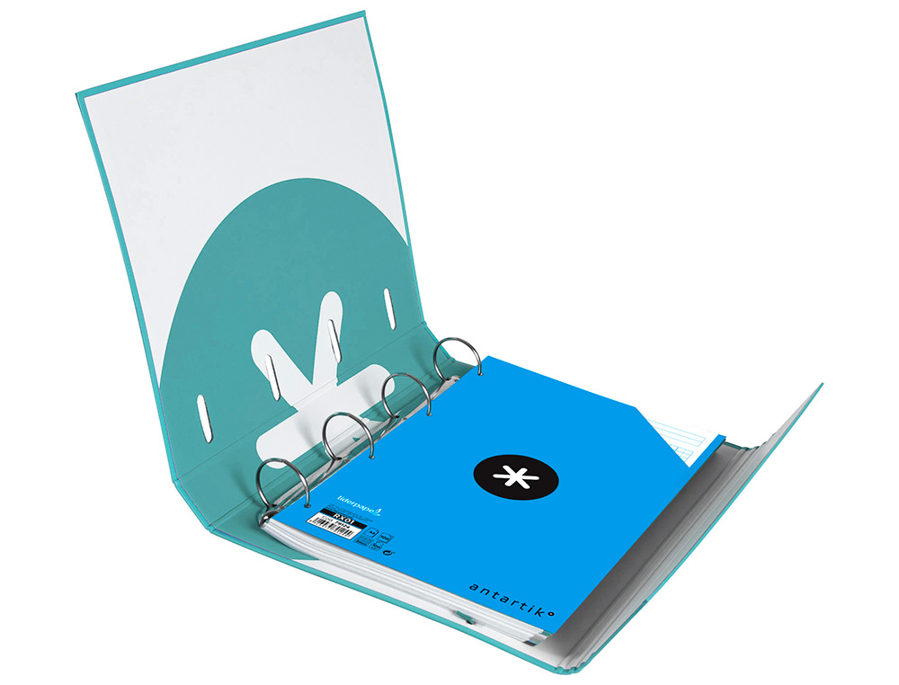 CLASSEUR ANTARTIK TRENDING TOPIC 2020 4 ANNEAUX RONDS    40MM FEUILLET MOBILE A4 5X5MM COLORIS TURQUOISE