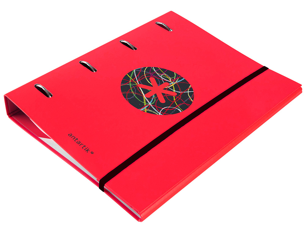 CLASSEUR ANTARTIK TRENDING TOPIC 2020 4 ANNEAUX RONDS    40MM FEUILLET MOBILE A4 5X5MM COLORIS ROUGE