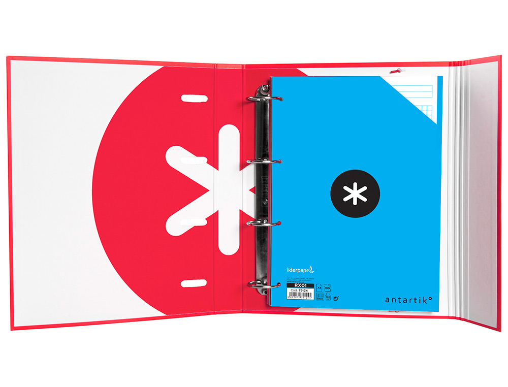 CLASSEUR ANTARTIK TRENDING TOPIC 2020 4 ANNEAUX RONDS    40MM FEUILLET MOBILE A4 5X5MM COLORIS ROUGE
