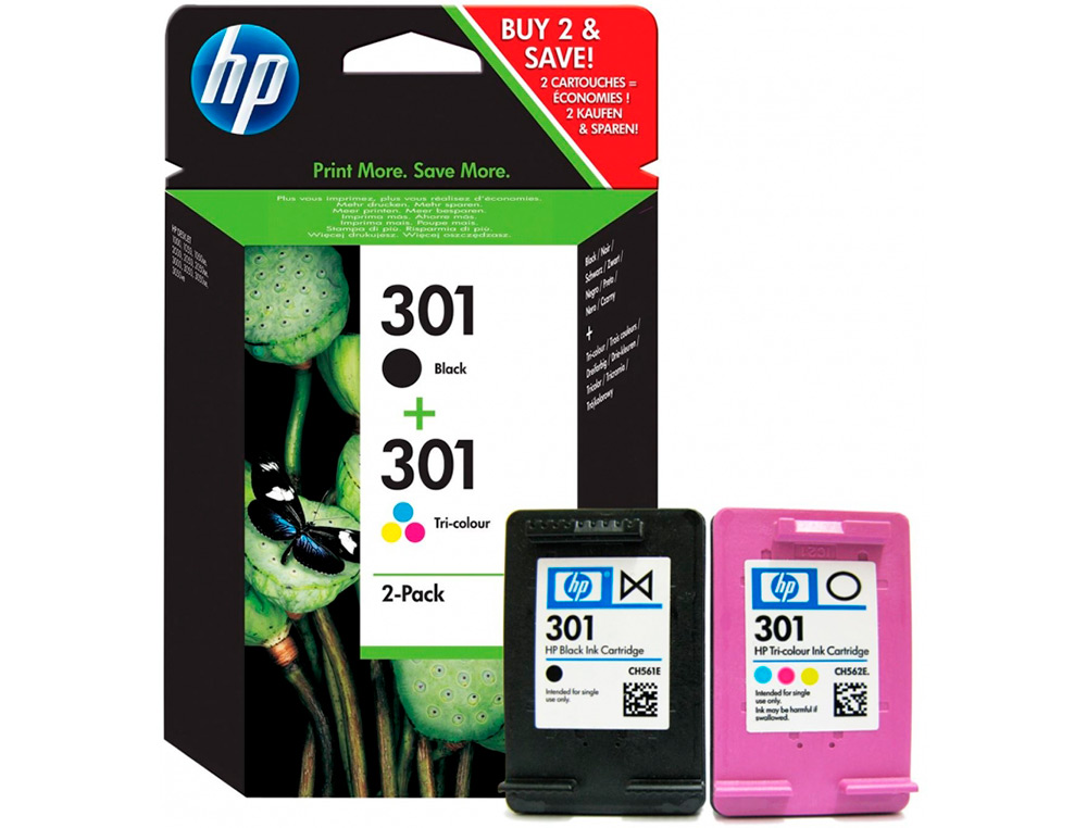 CARTOUCHE HP 301 JET D'ENCRE N9J72AE PACK MULTICOLORS PLUS NOIR