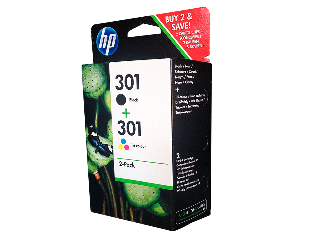 CARTOUCHE HP 301 JET D'ENCRE N9J72AE PACK MULTICOLORS PLUS NOIR