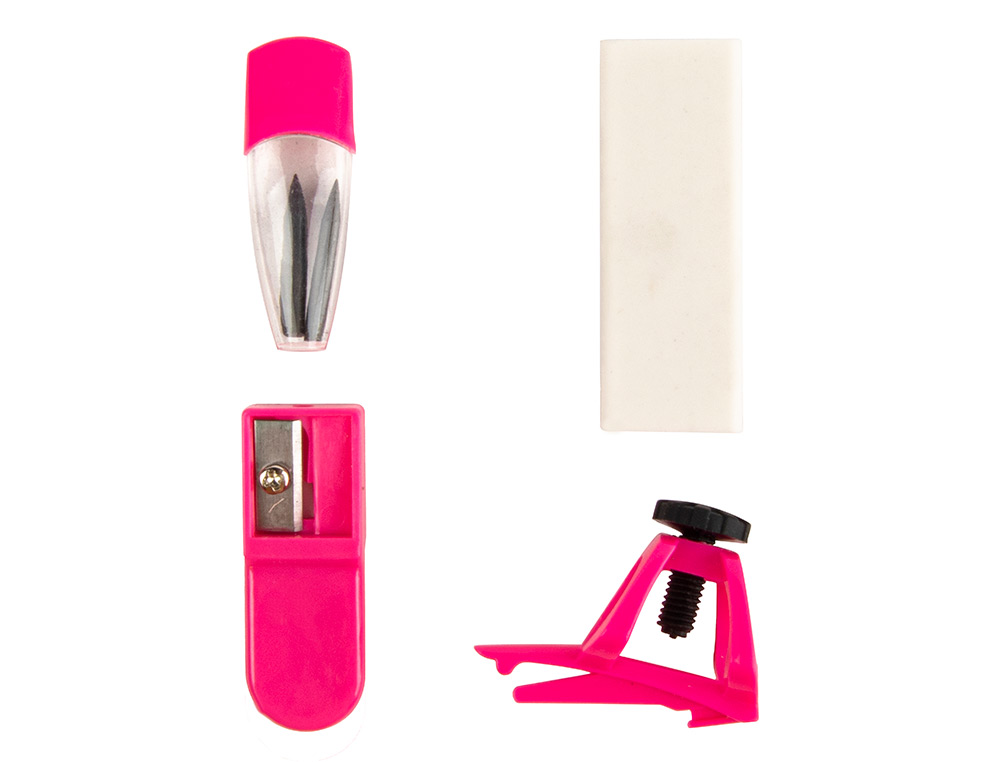 COMPAS LIDERPAPEL ADAPTATEUR UNIVERSEL MINES TAILLE-MINES ET GOMME COLORIS ASSORTIS