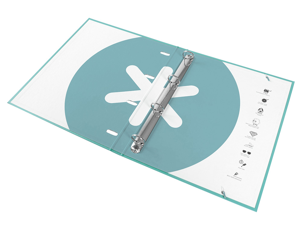 CLASSEUR ANTARTIK 4 ANNEAUX RONDS 25MM A4 CARTON REMBORDE FEUILLETS MOBILES Q5X5 COLORISMENTHE