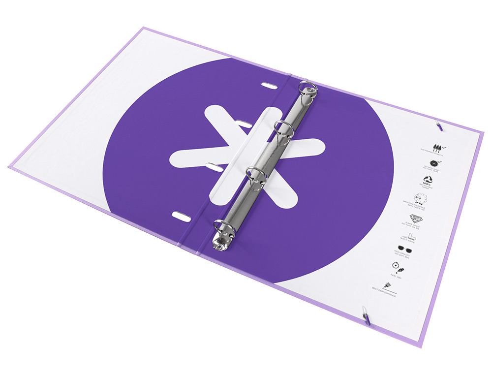 CLASSEUR ANTARTIK 4 ANNEAUX RONDS 25MM A4 CARTON REMBORDE FEUILLETS MOBILES Q5X5 COLORISLAVANDE