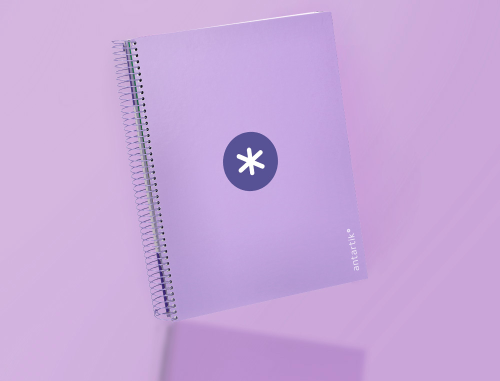 CAHIER SPIRALE LIDERPAPEL ANTARTIK A4 240P 100G REMBORDÉ QUADRILLAGE 5MM MICROPERFORÉ 5 BANDES 4 TROUS COLORIS LAVANDE