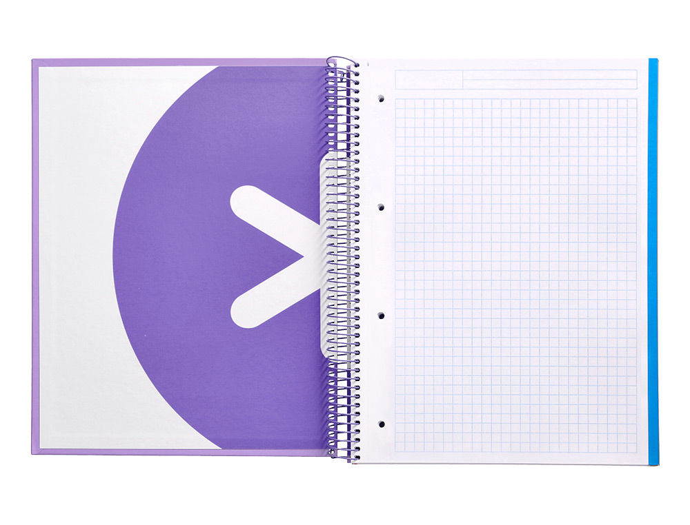 CAHIER SPIRALE LIDERPAPEL ANTARTIK A4 240P 100G REMBORDÉ QUADRILLAGE 5MM MICROPERFORÉ 5 BANDES 4 TROUS COLORIS LAVANDE