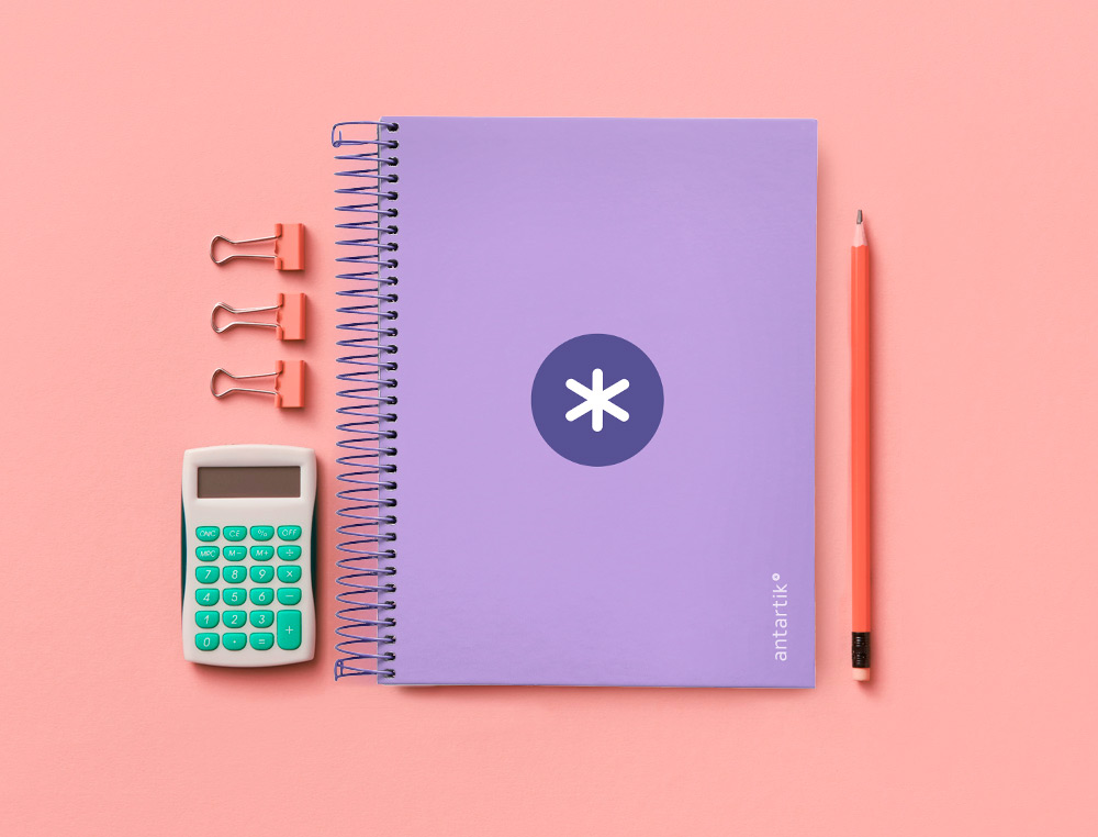 CAHIER SPIRALE ANTARTIK A5 14,8X21CM 240P 90G/M2 QUADRILLAGE 5MM 6 TROUS COIL-LOCK COLORIS LAVANDE