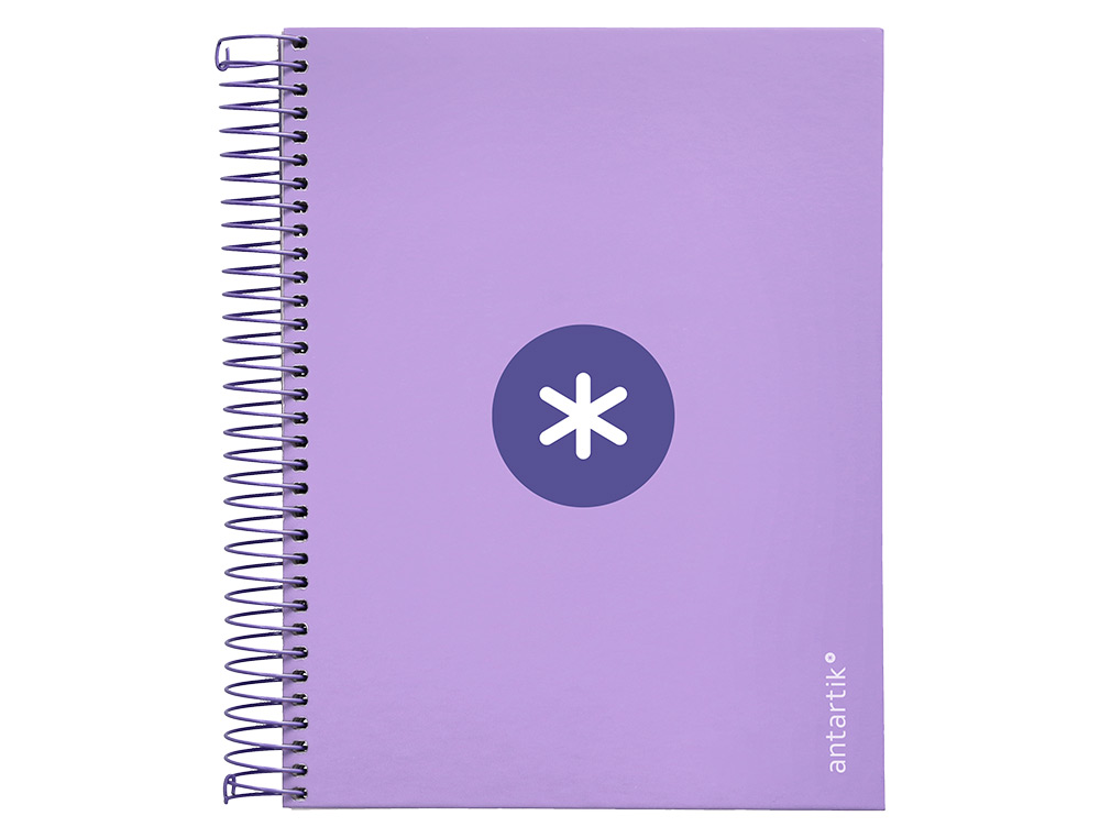 CAHIER SPIRALE ANTARTIK A5 14,8X21CM 240P 90G/M2 QUADRILLAGE 5MM 6 TROUS COIL-LOCK COLORIS LAVANDE