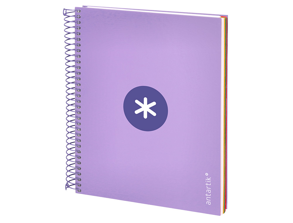 CAHIER SPIRALE ANTARTIK A5 14,8X21CM 240P 90G/M2 QUADRILLAGE 5MM 6 TROUS COIL-LOCK COLORIS LAVANDE