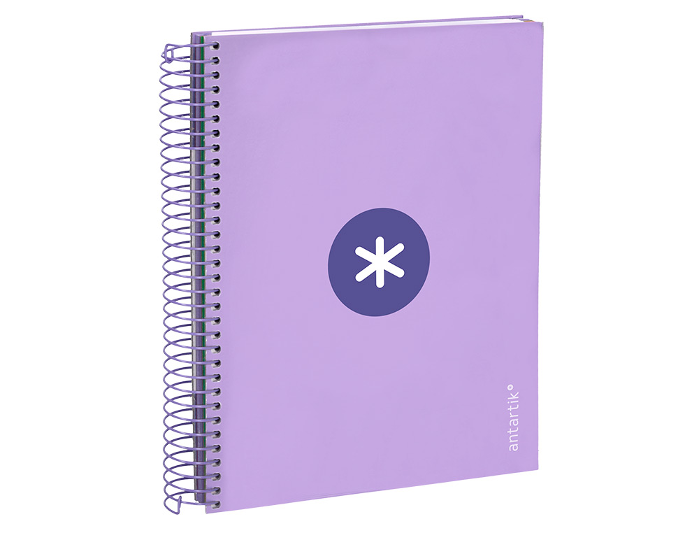 CAHIER SPIRALE ANTARTIK A5 14,8X21CM 240P 90G/M2 QUADRILLAGE 5MM 6 TROUS COIL-LOCK COLORIS LAVANDE