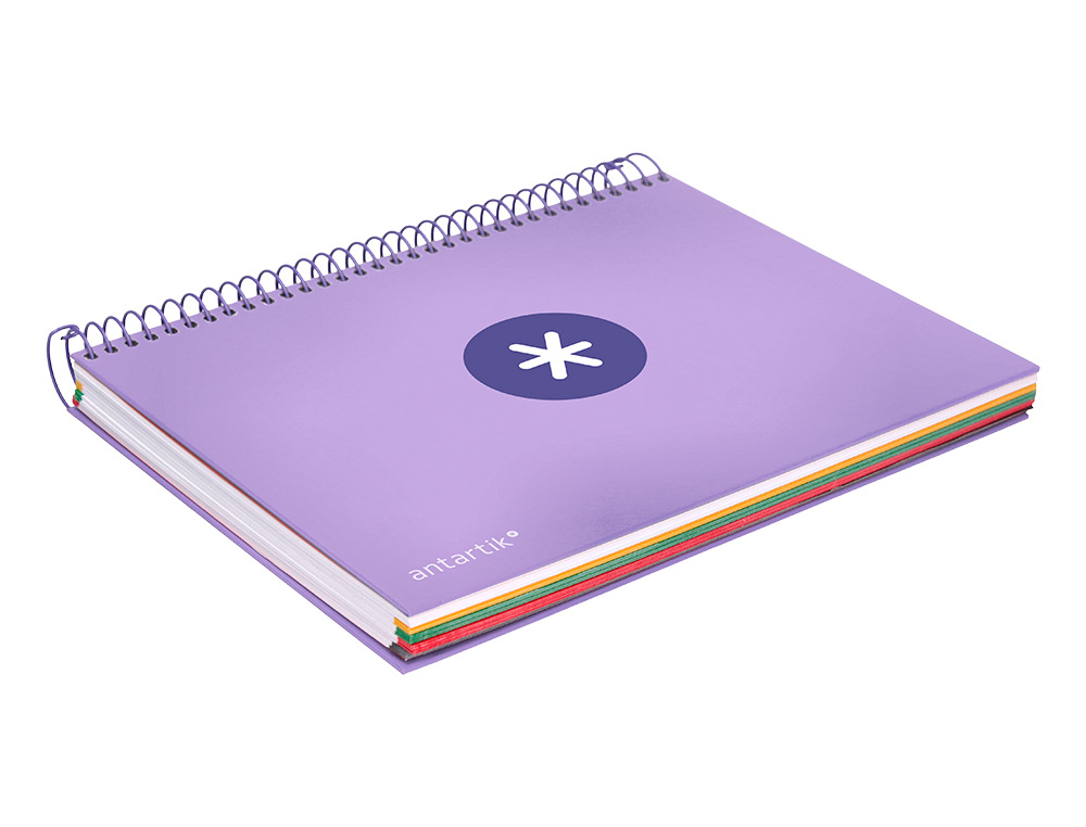 CAHIER SPIRALE ANTARTIK A5 14,8X21CM 240P 90G/M2 QUADRILLAGE 5MM 6 TROUS COIL-LOCK COLORIS LAVANDE
