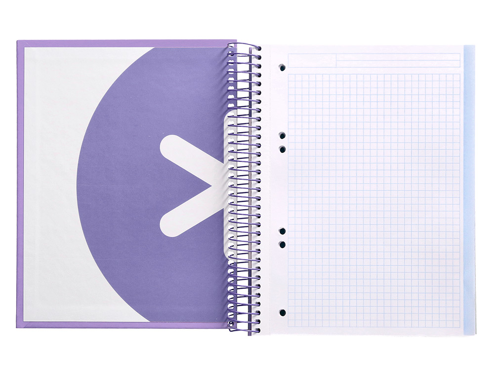 CAHIER SPIRALE ANTARTIK A5 14,8X21CM 240P 90G/M2 QUADRILLAGE 5MM 6 TROUS COIL-LOCK COLORIS LAVANDE