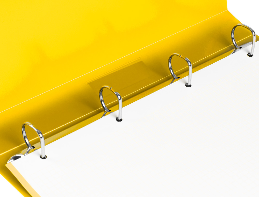 CLASSEUR LIDERPAPEL 4 ANNEAUX 25MM A4 260X315MM POLYPROPYLENE DOS 40MM PORTE-CARTES VISITE COLORIS JAUNE