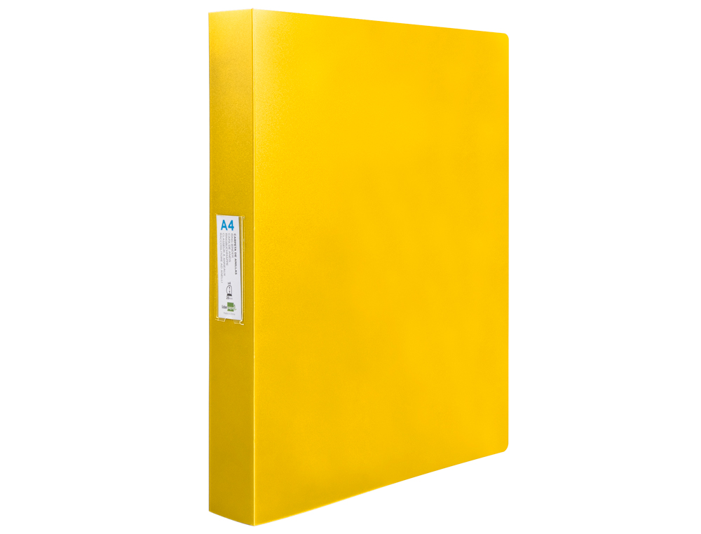 CLASSEUR LIDERPAPEL 4 ANNEAUX 25MM A4 260X315MM POLYPROPYLENE DOS 40MM PORTE-CARTES VISITE COLORIS JAUNE