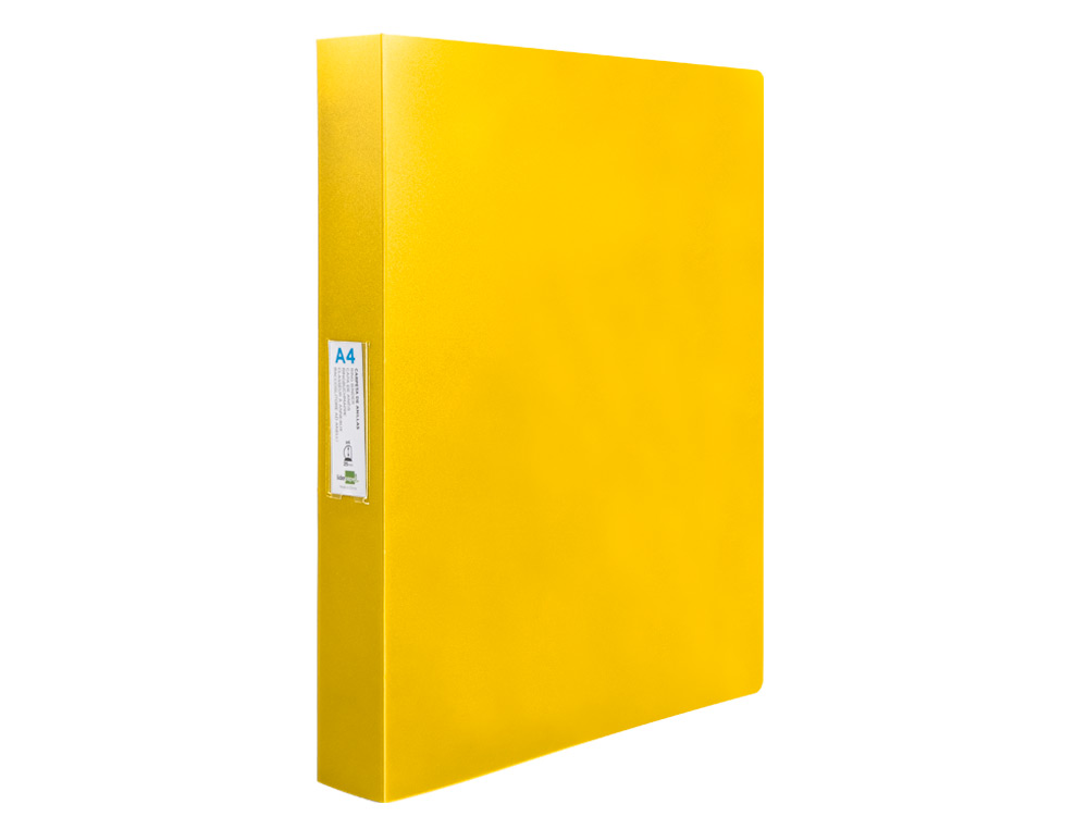 CLASSEUR LIDERPAPEL 4 ANNEAUX 25MM A4 260X315MM POLYPROPYLENE DOS 40MM PORTE-CARTES VISITE COLORIS JAUNE