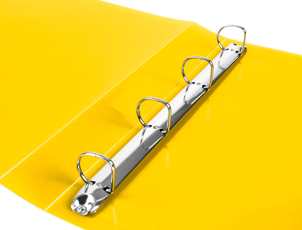 CLASSEUR LIDERPAPEL 4 ANNEAUX 25MM A4 260X315MM POLYPROPYLENE DOS 40MM PORTE-CARTES VISITE COLORIS JAUNE