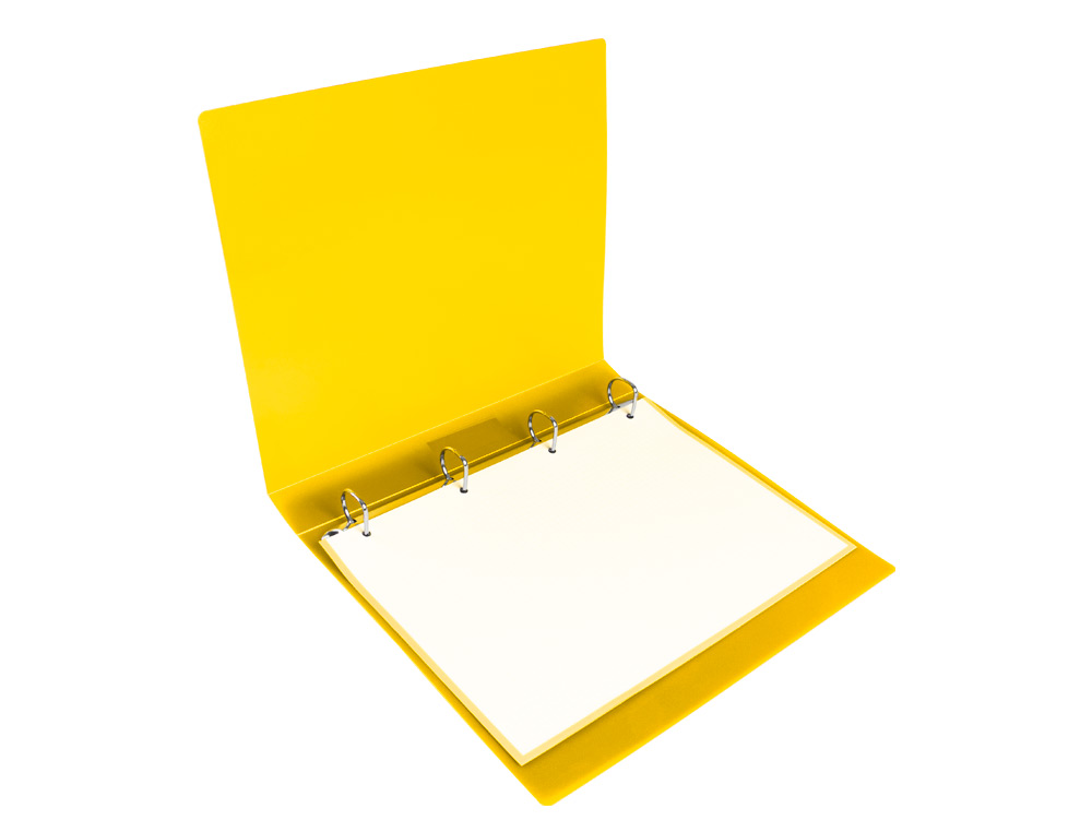 CLASSEUR LIDERPAPEL 4 ANNEAUX 25MM A4 260X315MM POLYPROPYLENE DOS 40MM PORTE-CARTES VISITE COLORIS JAUNE