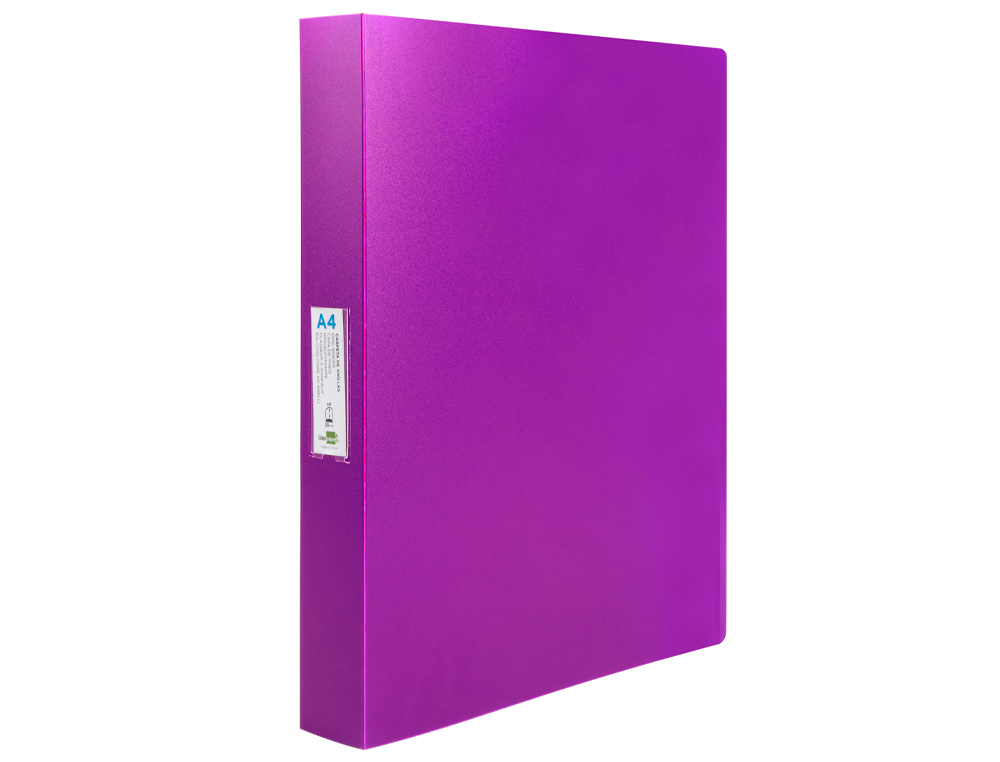 CLASSEUR LIDERPAPEL 4 ANNEAUX 25MM A4 260X315MM POLYPROPYLENE DOS 40MM PORTE-CARTES VISITE COLORIS VIOLET
