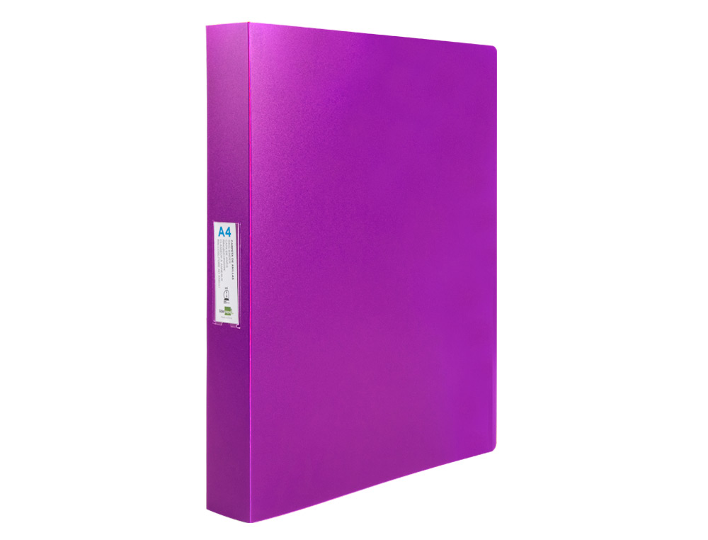 CLASSEUR LIDERPAPEL 4 ANNEAUX 25MM A4 260X315MM POLYPROPYLENE DOS 40MM PORTE-CARTES VISITE COLORIS VIOLET
