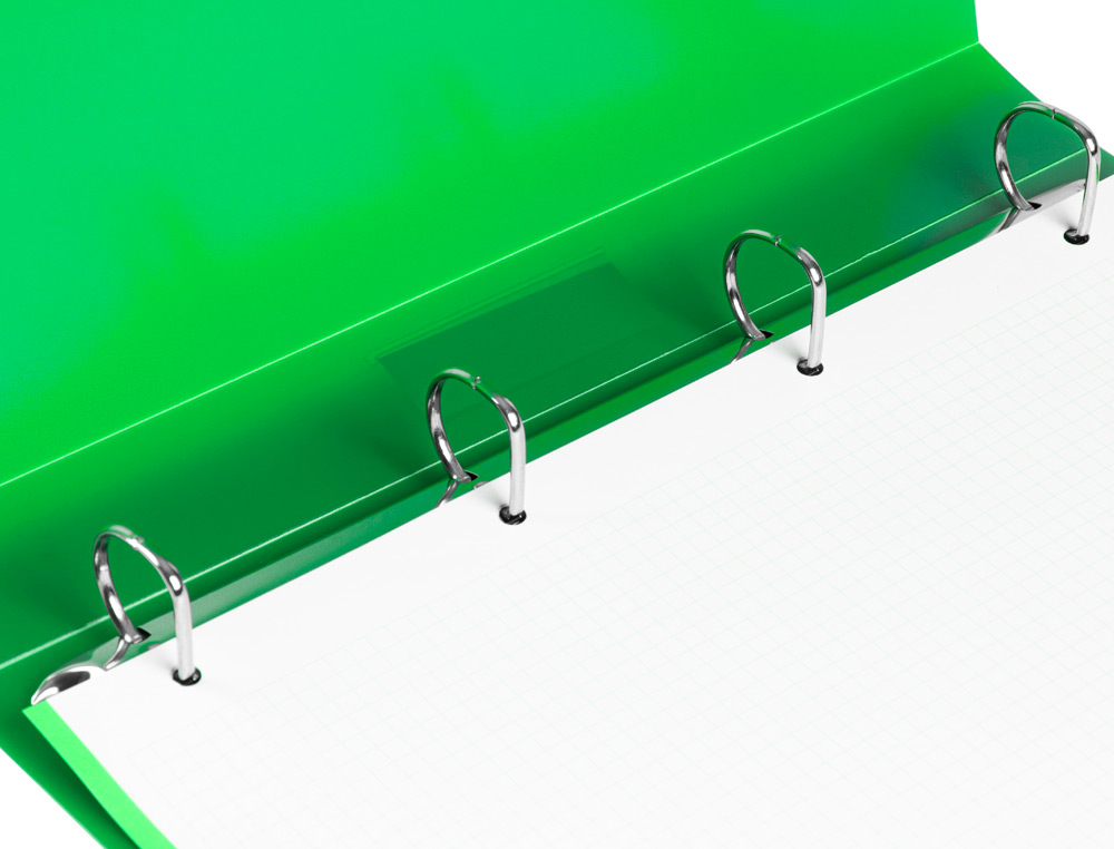 CLASSEUR LIDERPAPEL 4 ANNEAUX 25MM A4 260X315MM POLYPROPYLENE DOS 40MM PORTE-CARTES VISITE COLORIS VERT