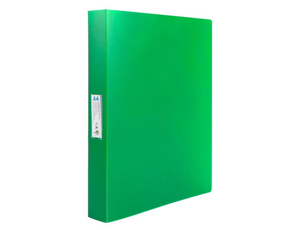 CLASSEUR LIDERPAPEL 4 ANNEAUX 25MM A4 260X315MM POLYPROPYLENE DOS 40MM PORTE-CARTES VISITE COLORIS VERT