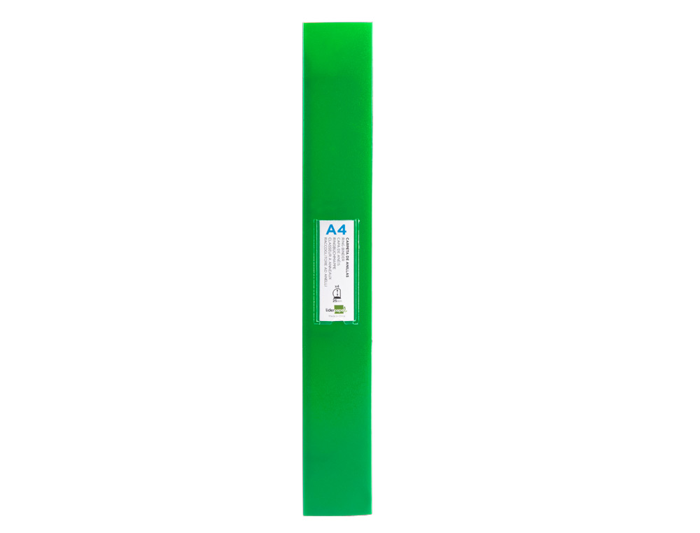 CLASSEUR LIDERPAPEL 4 ANNEAUX 25MM A4 260X315MM POLYPROPYLENE DOS 40MM PORTE-CARTES VISITE COLORIS VERT