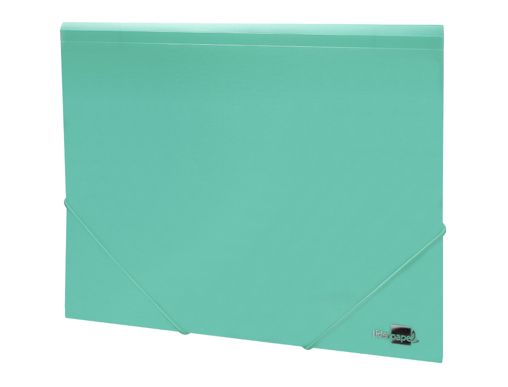 CHEMISE LIDERPAPEL POLYPROPYLENE DOS FLEXIBLE A4 210X297MM 4/10E 3 RABATS 100F ELASTIQUE VERT POMME OPAQUE