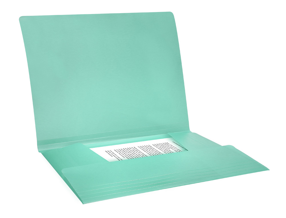 CHEMISE LIDERPAPEL POLYPROPYLENE DOS FLEXIBLE A4 210X297MM 4/10E 3 RABATS 100F ELASTIQUE VERT POMME OPAQUE