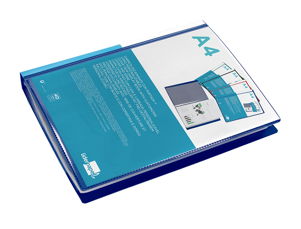 PROTEGE-DOCS LIDERPAPEL KANGOUROU PERSONNALISABLE     POLYPRO 40 POCHETTES FIXES A4 210X297MM BLEU TRANSLUCIDE