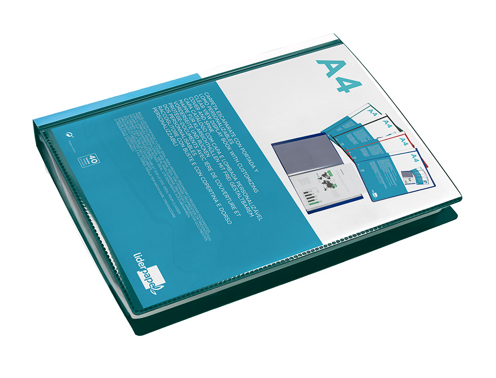 PROTEGE-DOCS LIDERPAPEL KANGOUROU PERSONNALISABLE POLYPRO 40 POCHETTES FIXES A4 210X297MM VERT TRANSLUCIDE